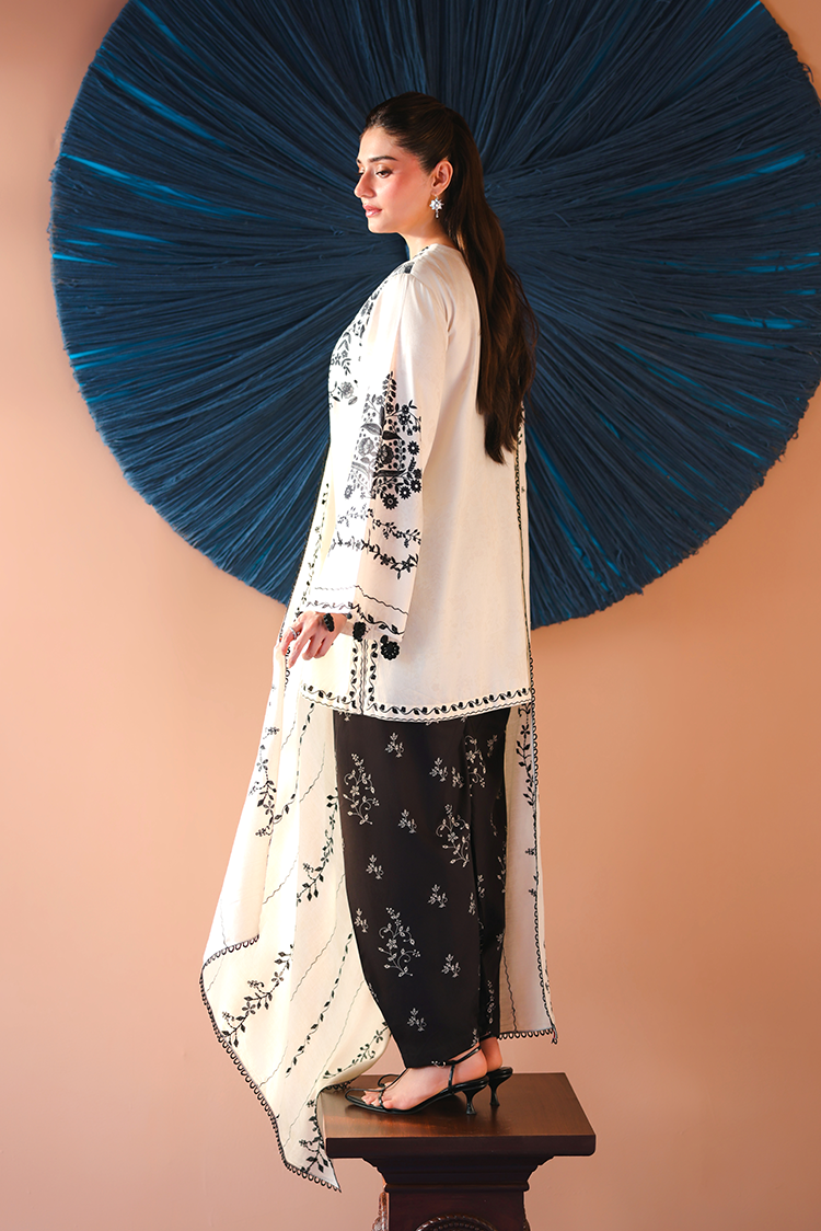 Picture of Cross Stitch - Print Satin Edit - Ivory Noir - Available at Raja Sahib