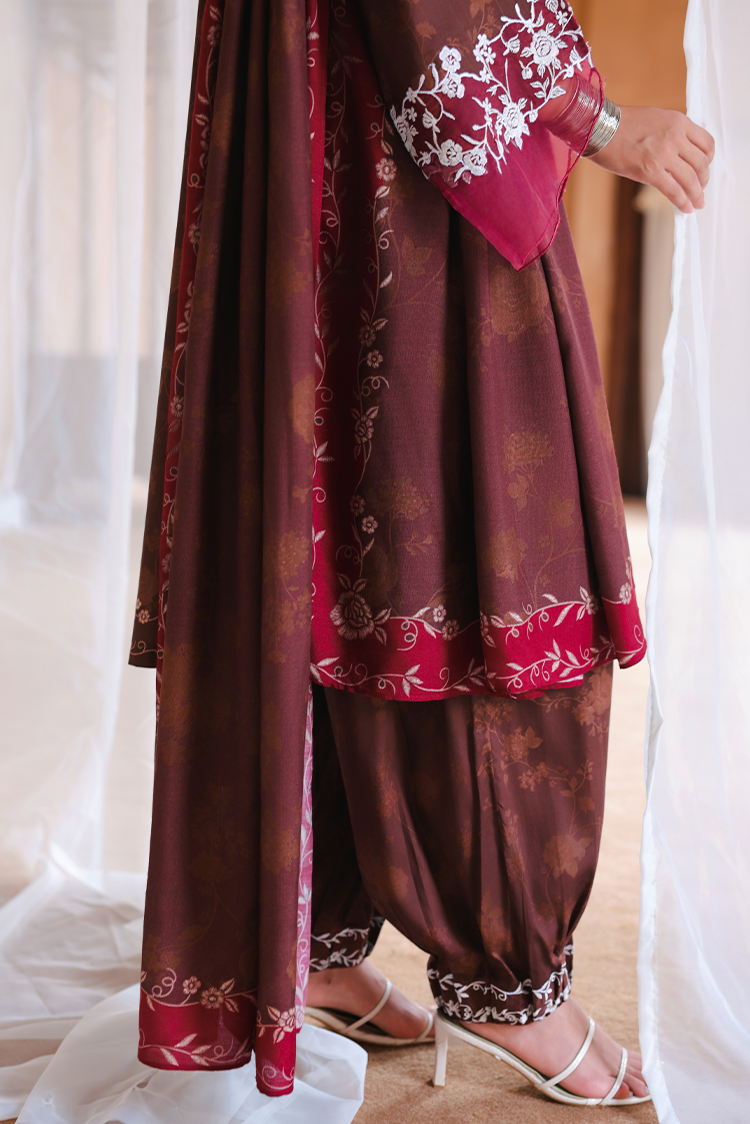 Picture of Cross Stitch - Print Satin Edit - Sepia Bloom - Available at Raja Sahib