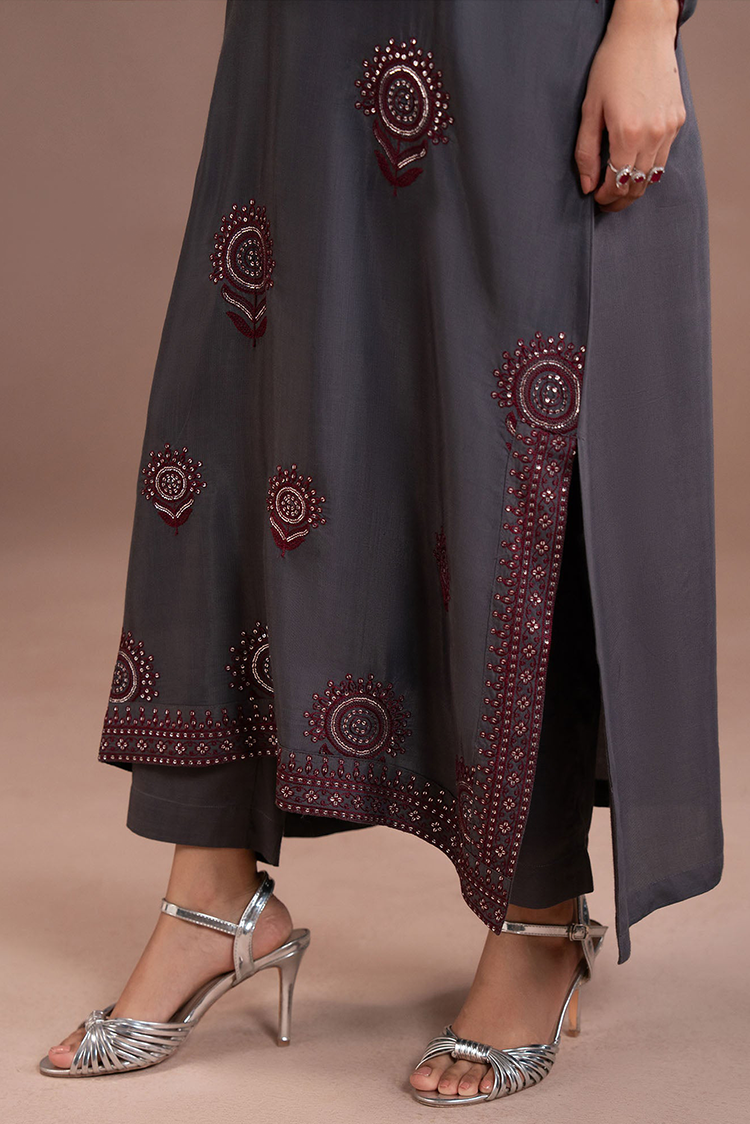 Picture of Cross Stitch - Lux Pret Edit - Garnet Smoke - 2 Piece - Available at Raja Sahib