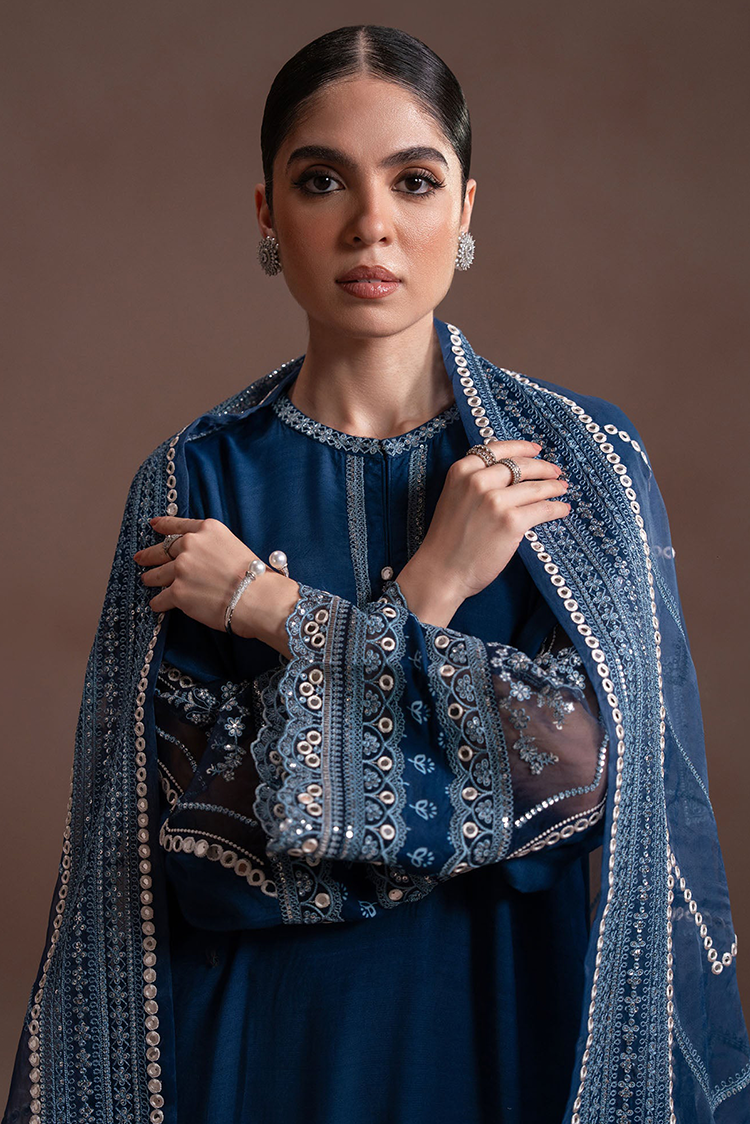 Picture of Cross Stitch - Lux Pret Edit - Cobalt Charm - 3 Piece - Available at Raja Sahib