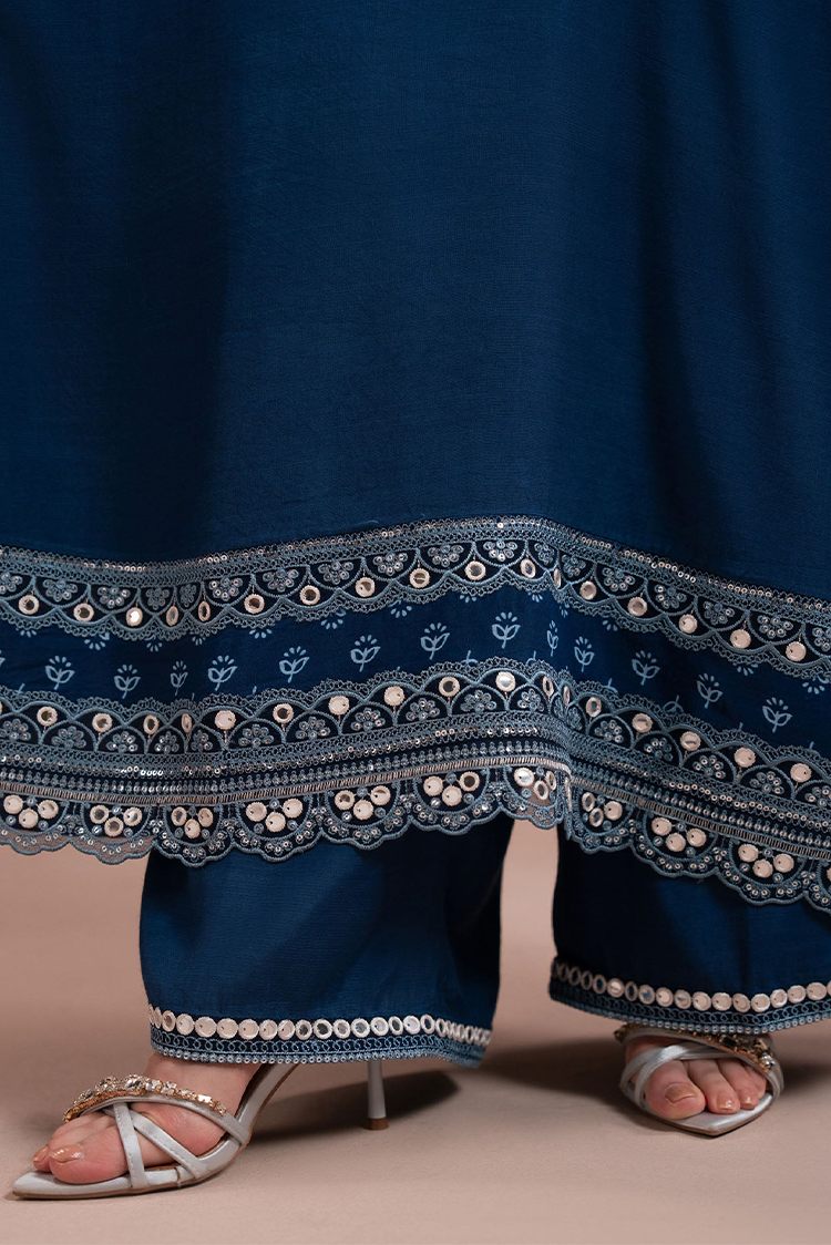 Picture of Cross Stitch - Lux Pret Edit - Cobalt Charm - 3 Piece - Available at Raja Sahib