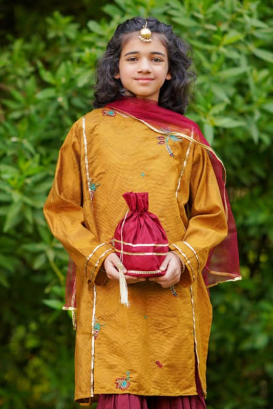 Picture of Abar - Farah Spring Bloom - 2 Piece - Joyful Mustard - Available at Raja Sahib