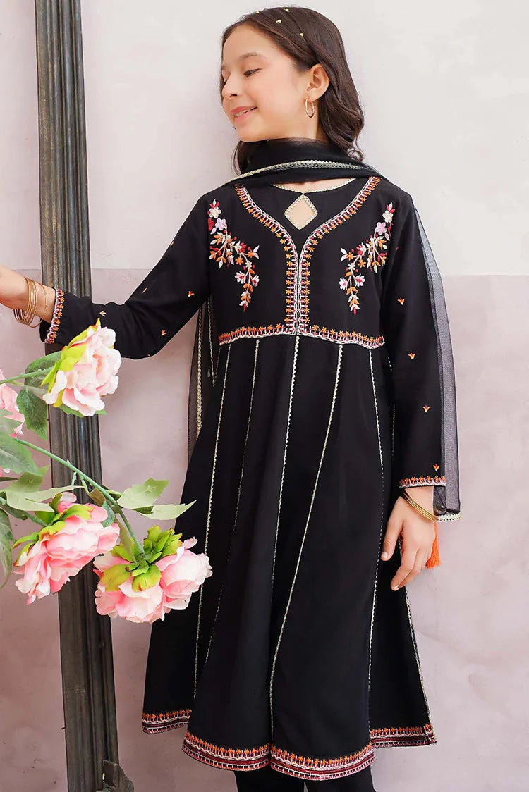 Picture of Modest - 3 Piece Linen Embroidered Black Suit - Available at Raja Sahib