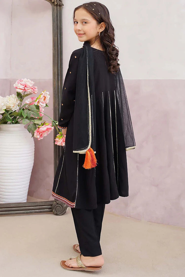 Picture of Modest - 3 Piece Linen Embroidered Black Suit - Available at Raja Sahib