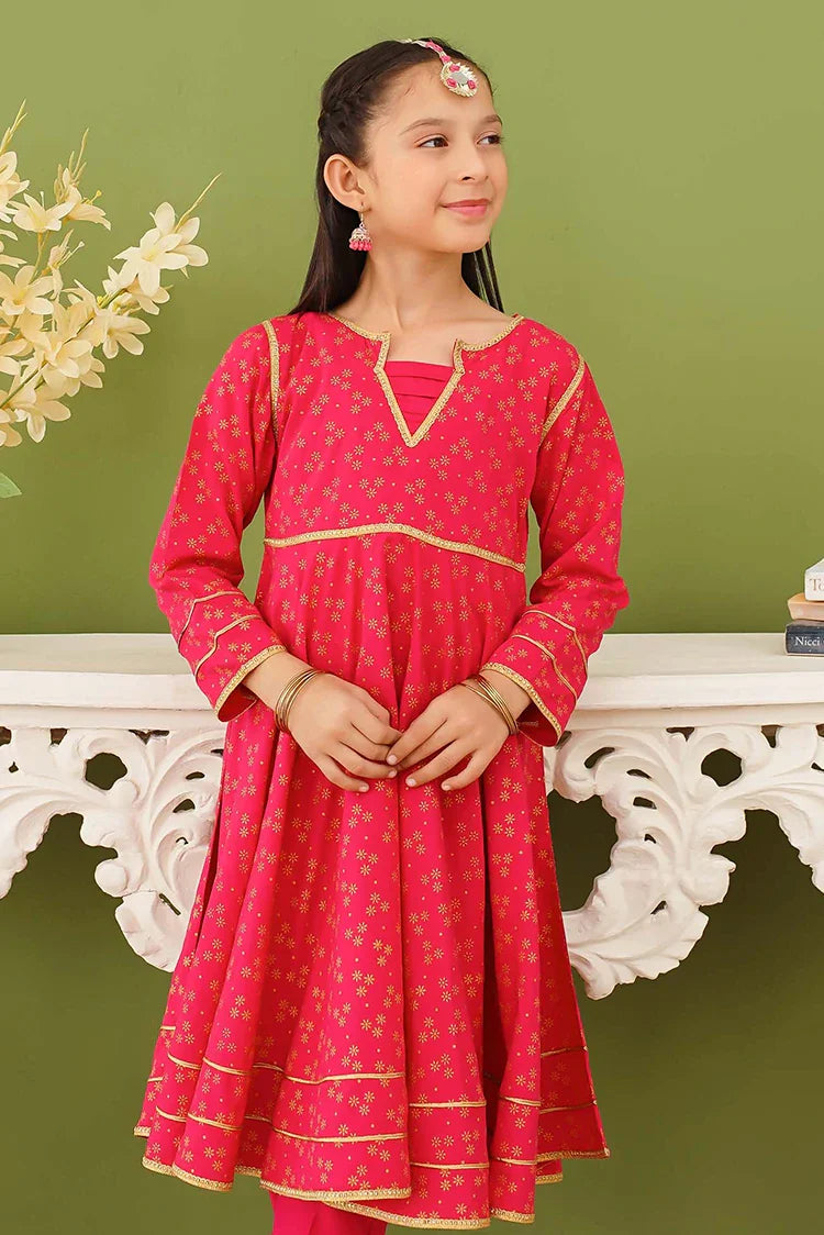 Picture of Modest - 3 Piece Pink Linen Printed Suit - Available at Raja Sahib