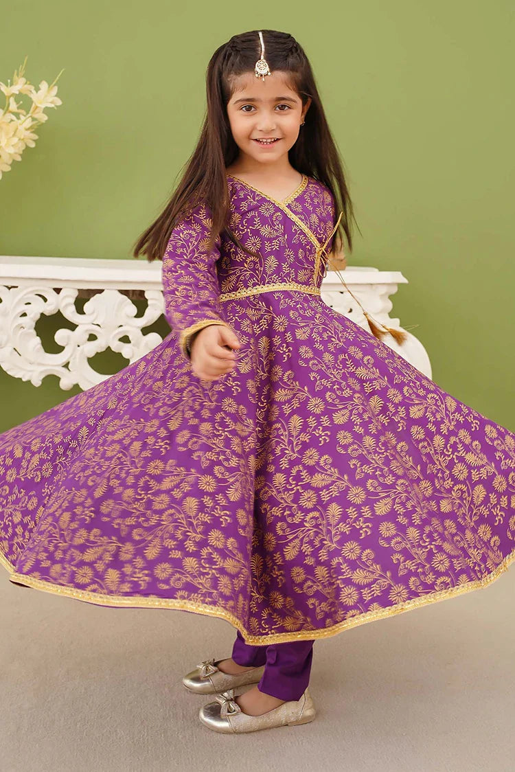 Picture of Modest - 3 Piece Linen Purple Printed Suit - Available at Raja Sahib