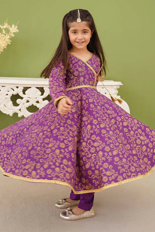 Picture of Modest - 3 Piece Linen Purple Printed Suit - Available at Raja Sahib