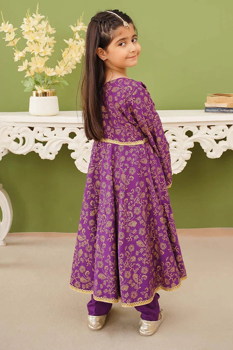 Picture of Modest - 3 Piece Linen Purple Printed Suit - Available at Raja Sahib