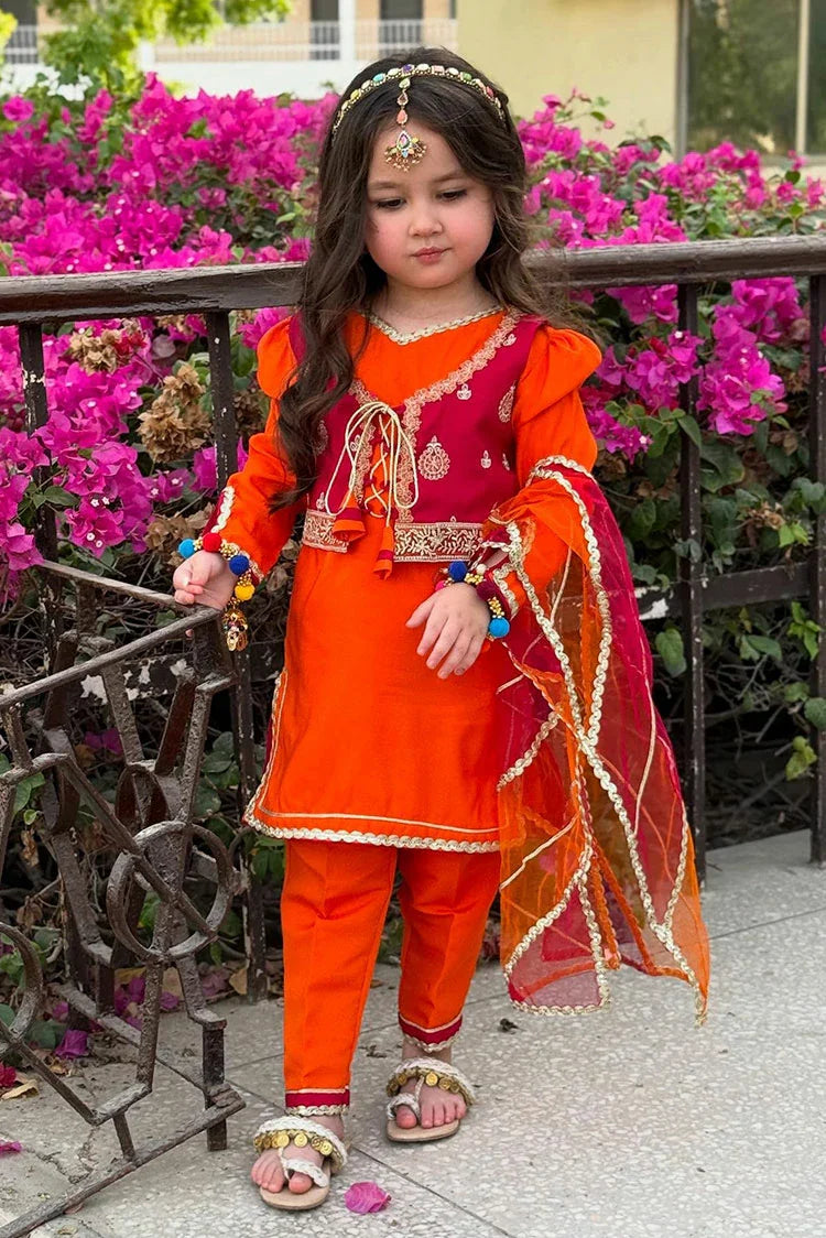Picture of Modest - Toddler Orange Festive Dress - Available at Raja Sahib