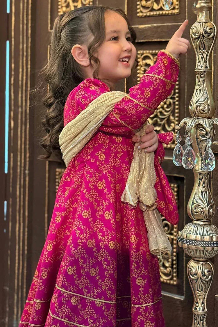 Picture of Modest - 3 Piece Rawsilk Printed Frock - Available at Raja Sahib