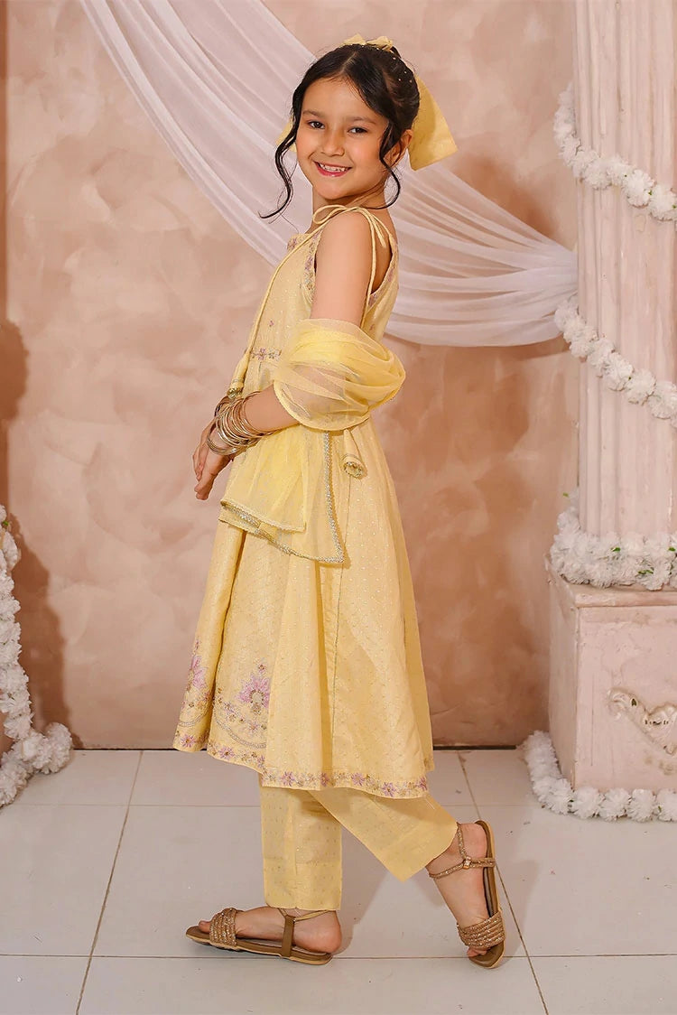 Picture of Modest - Girls Maysuri Embroidered Formal Frock - 3 Piece - Available at Raja Sahib