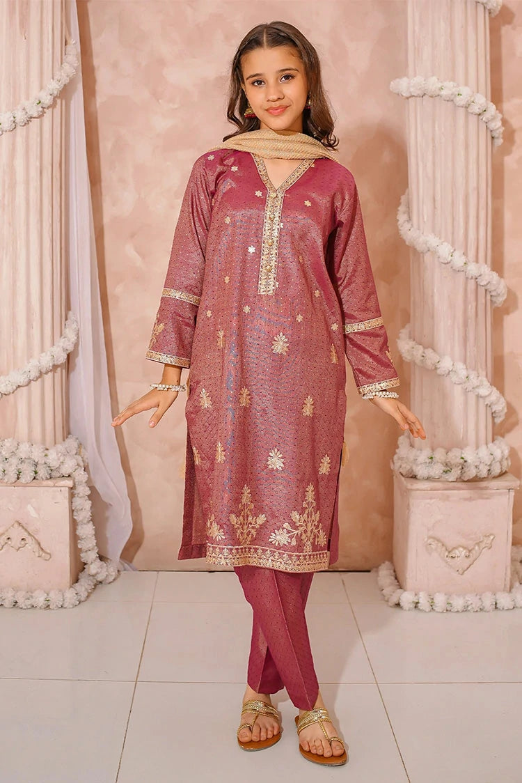 Picture of Modest - Girls Embroidered Maysuri Suit - 3 Piece - Available at Raja Sahib