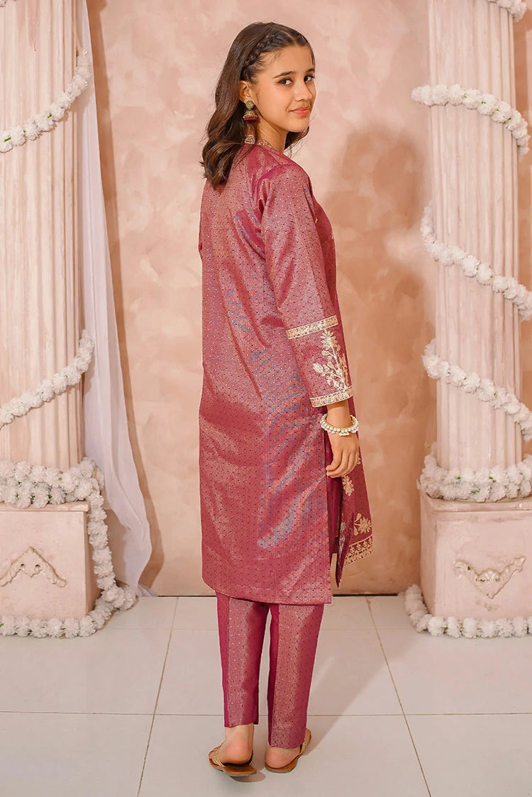 Picture of Modest - Girls Embroidered Maysuri Suit - 3 Piece - Available at Raja Sahib