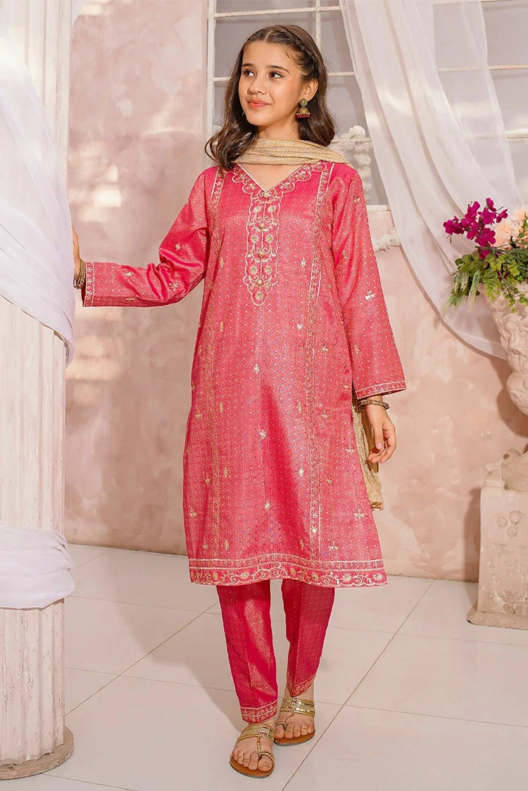Picture of Modest - Girls Maysuri Embroidered Suit - 3 Piece - Available at Raja Sahib