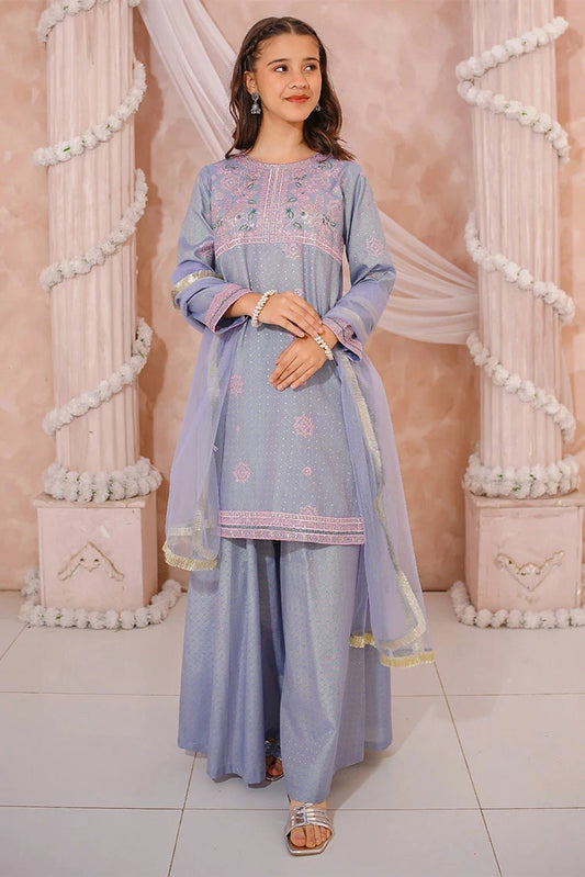 Picture of Modest - Cotton Lawn Embroidered Sharara - 3 Piece - Available at Raja Sahib