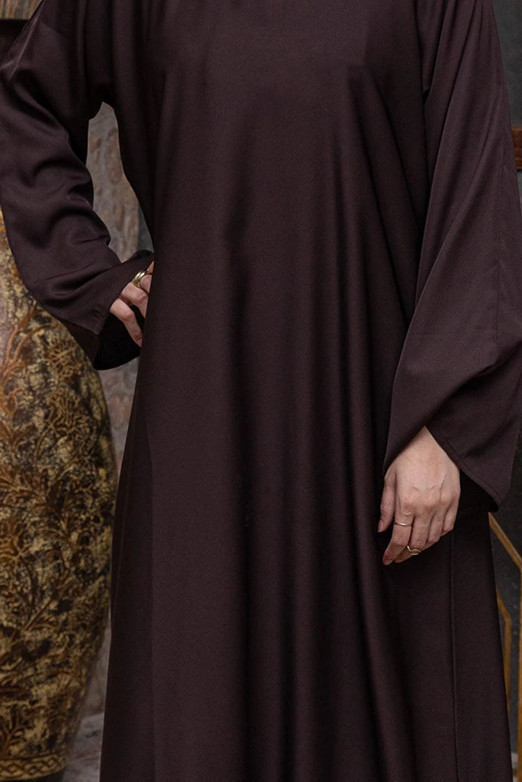 Picture of Malbus - Abaya - Chocolate Brown Plain Straight Closed - Available at Raja Sahib