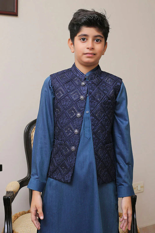 Picture of Real Image - Kids Waistcoat - OKW-008 - Available at Raja Sahib