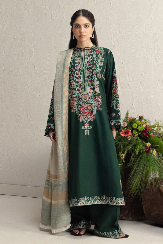 Zara Shahjahan - Coco Winter Unstitched - OCHRE-2B - Unstitched
