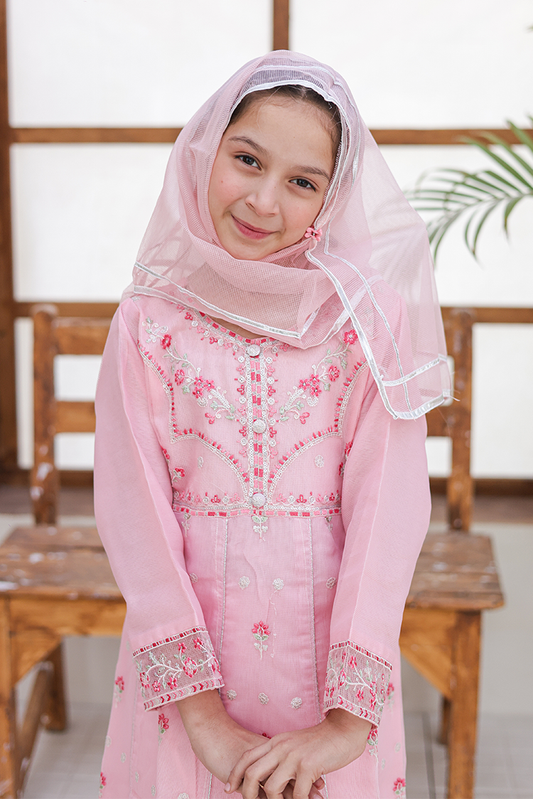Suntex Fabrics - Girlz Eid Edit - Frock - Pink - 3 Piece