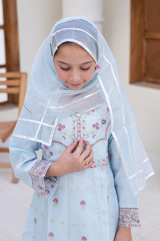 Suntex Fabrics - Girlz Eid Edit - Frock - Light Grey - 3 Piece