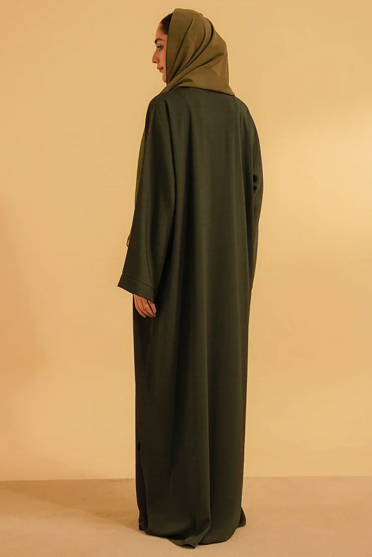 Picture of Divinely Crafted - Textured Abaya - Olive - Available at Raja Sahib