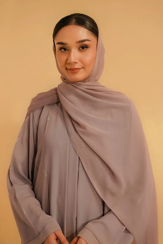 Picture of Divinely Crafted - Embellished Abaya Set - Lilac - Available at Raja Sahib