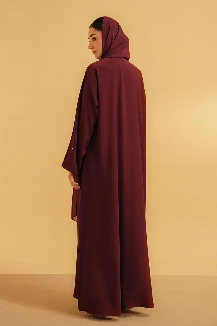 Picture of Divinely Crafted - Embellished Abaya - Maroon - Available at Raja Sahib
