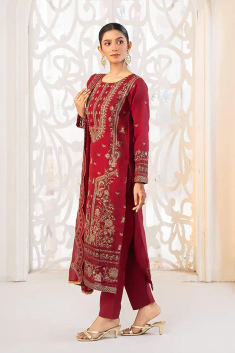 Picture of Khubsurat - 4 Piece Stitched Embroidered - Red - 3339-KH-ORNT - Available at Raja Sahib