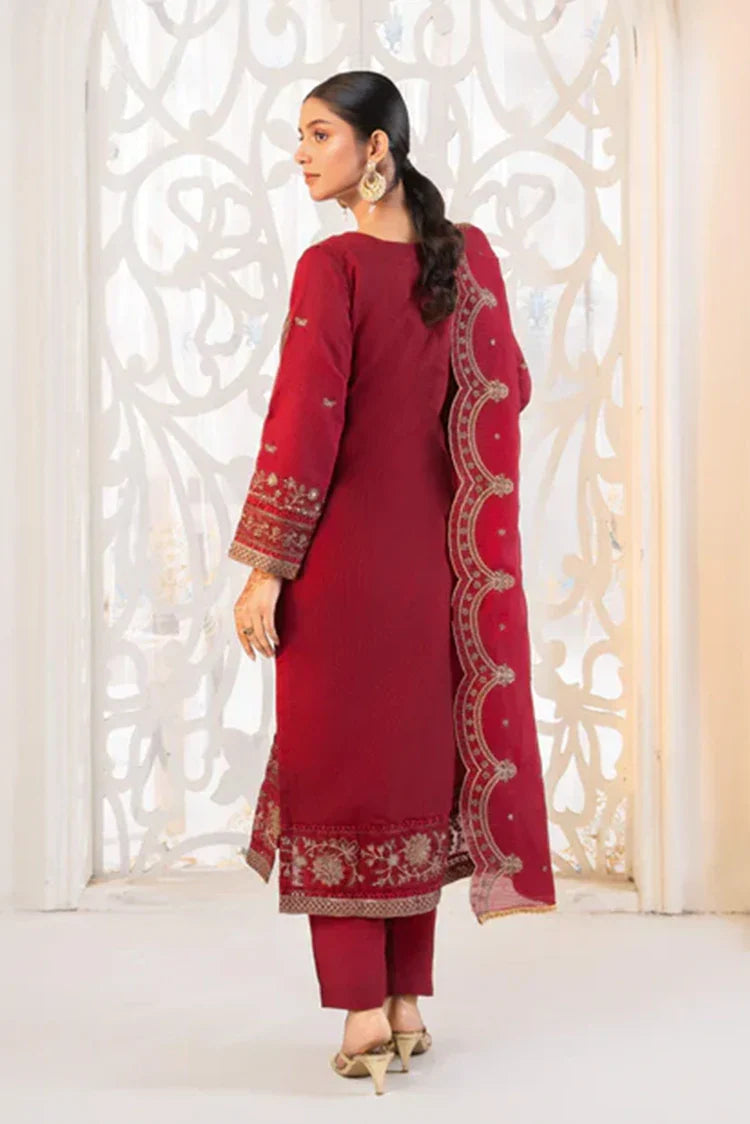 Picture of Khubsurat - 4 Piece Stitched Embroidered - Red - 3339-KH-ORNT - Available at Raja Sahib