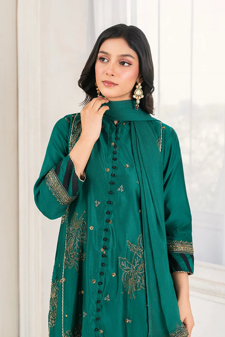 Picture of Khubsurat - 3 Piece Stitched Embroidered - Bottle Green - 3389-KH-SKTN - Available at Raja Sahib