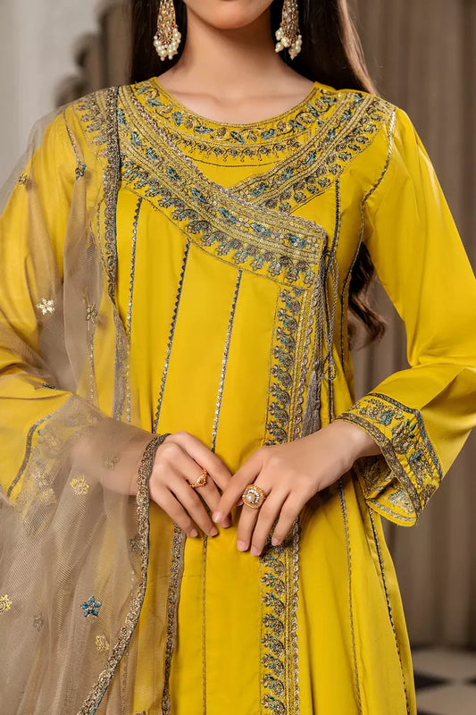 Khubsurat - 3 Pieces Ready to Wear - Mustard - 3701-KH-CT