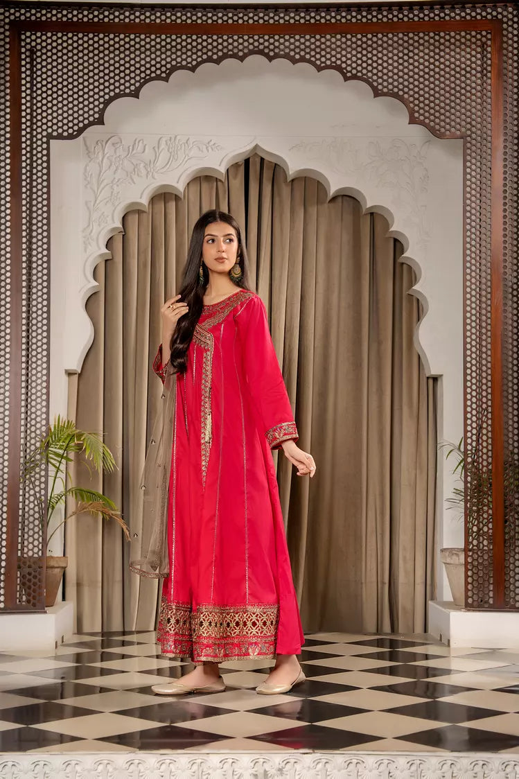 Picture of Khubsurat - 3 Pieces Ready to Wear - Shocking Pink - 3701-KH-CT - Available at Raja Sahib