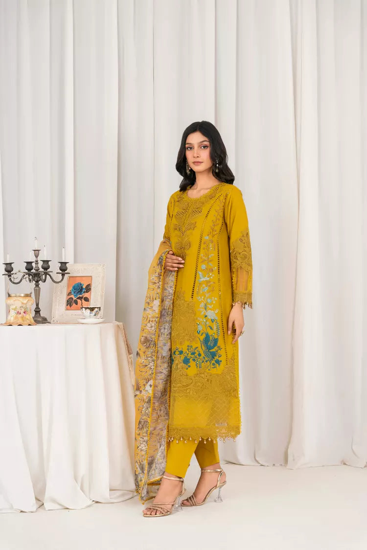 Picture of Khubsurat - 3 Piece Ready To Wear - Mustard - 3804-KH-CT - Available at Raja Sahib