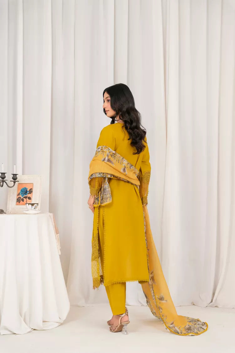 Picture of Khubsurat - 3 Piece Ready To Wear - Mustard - 3804-KH-CT - Available at Raja Sahib