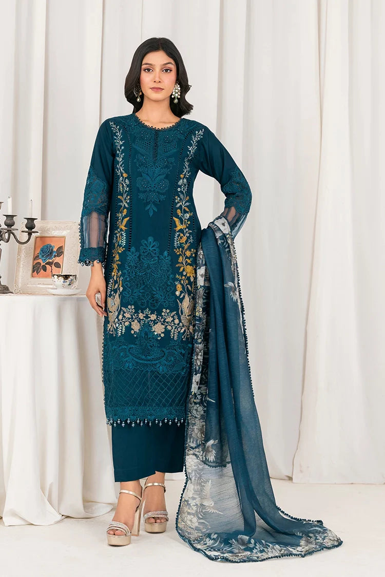 Picture of Khubsurat - 3 Piece Ready To Wear - Navy - 3804-KH-CT - Available at Raja Sahib