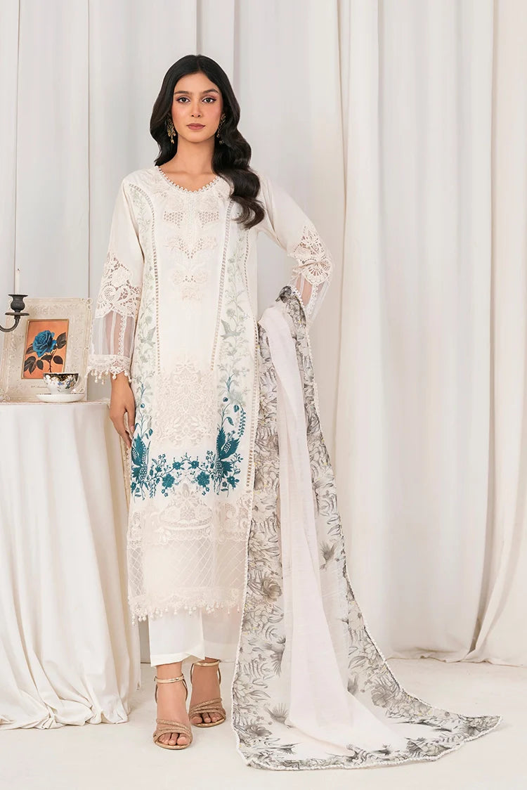 Picture of Khubsurat - 3 Piece Ready To Wear - White - 3804-KH-CT - Available at Raja Sahib