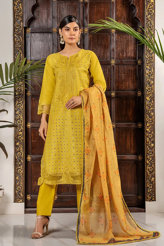 Khubsurat - 3 Pieces Ready To Wear - Mustard - 3829-KH-CT