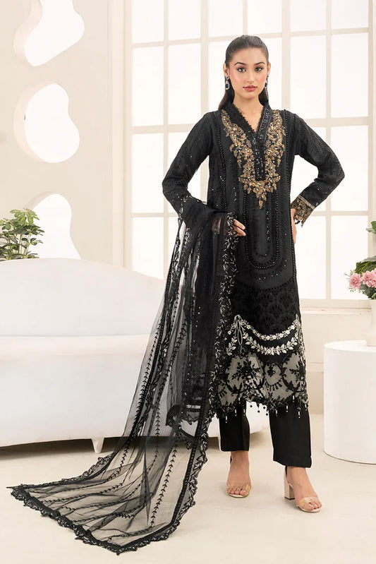 Picture of Khubsurat - Dastaan - 3 Piece Ready To Wear - Black - 3841-KH-OR-NT - Available at Raja Sahib