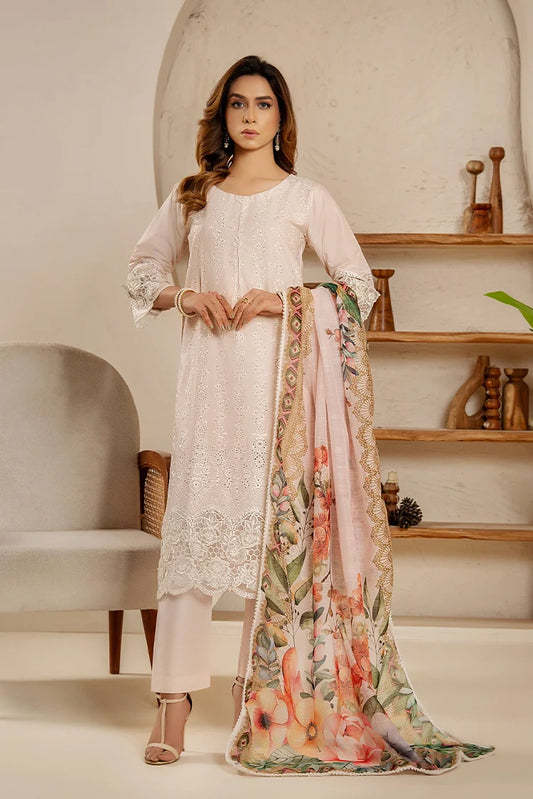 Khubsurat - 3 Pieces Ready To Wear - Peach - 3854-KH-CT