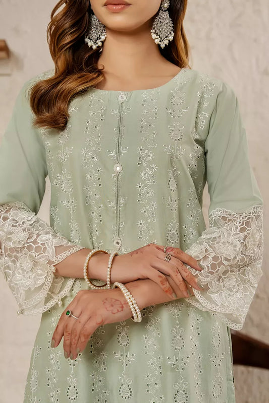 Khubsurat - 3 Pieces Ready To Wear - Pista - 3854-KH-CT