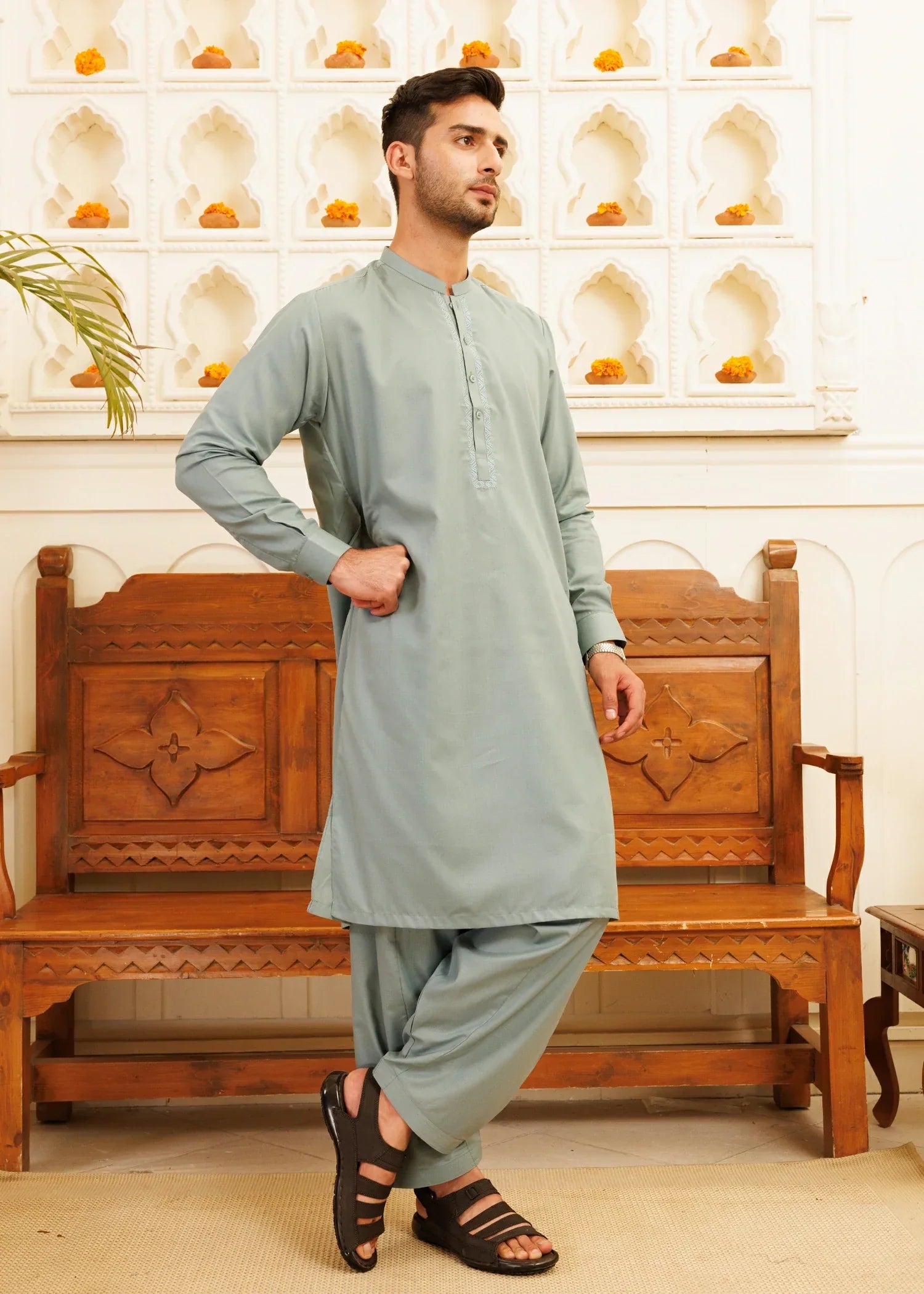 Picture of Wash & Wear | Green Ban Shalwar Kameez - Available at Raja Sahib