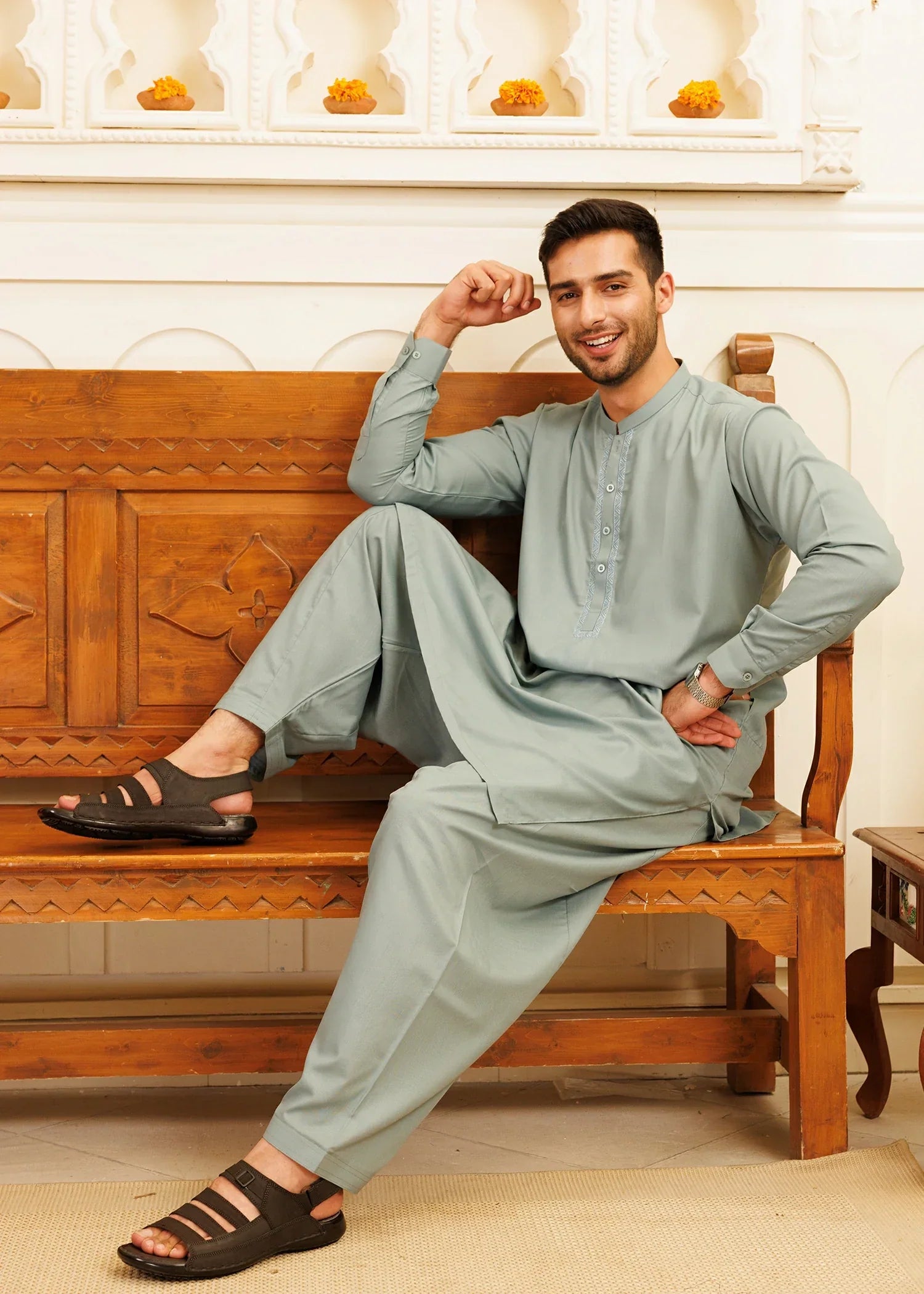 Picture of Wash & Wear | Green Ban Shalwar Kameez - Available at Raja Sahib