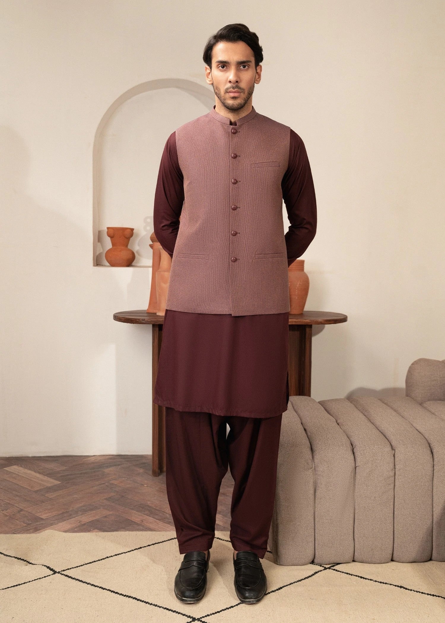 Picture of Platinum Brown | Waist Coat - Available at Raja Sahib