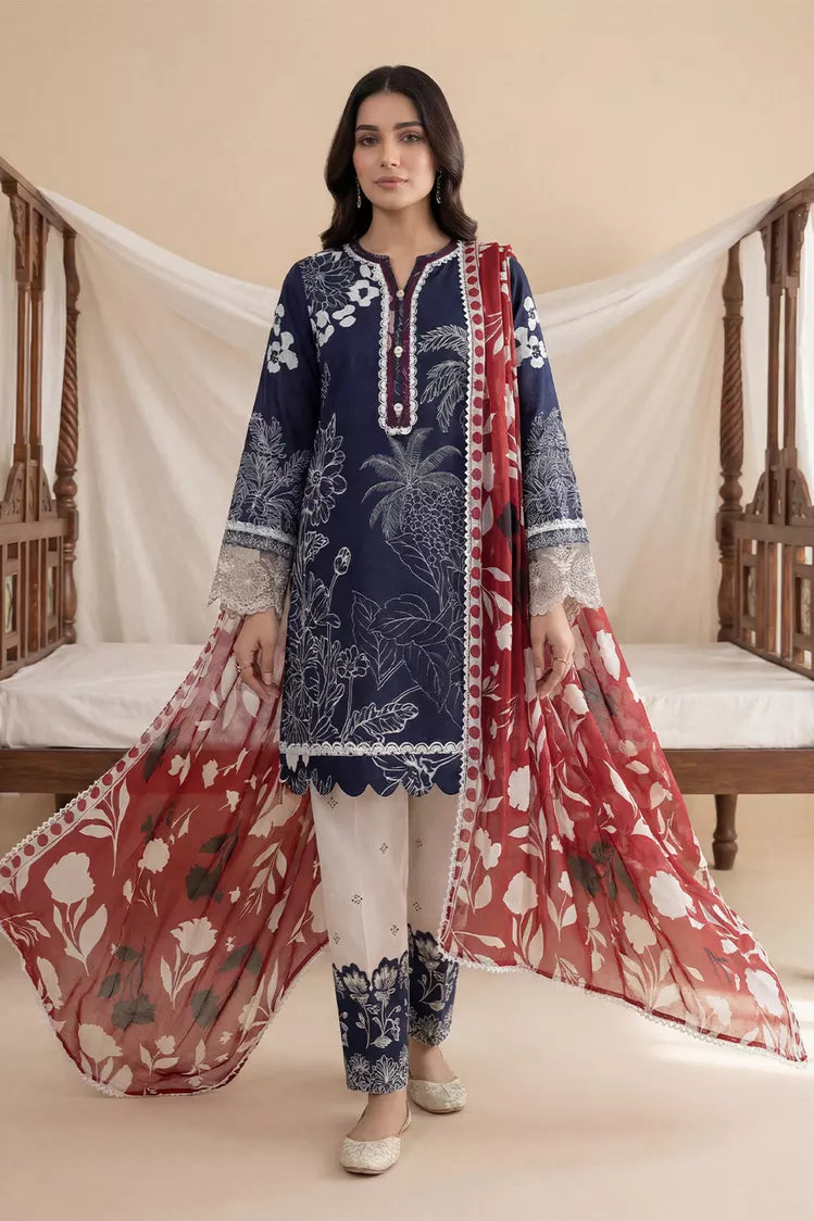 Picture of Peelu - 3 Piece - Stitched Lawn Suit Monochrome Muse - Available at Raja Sahib
