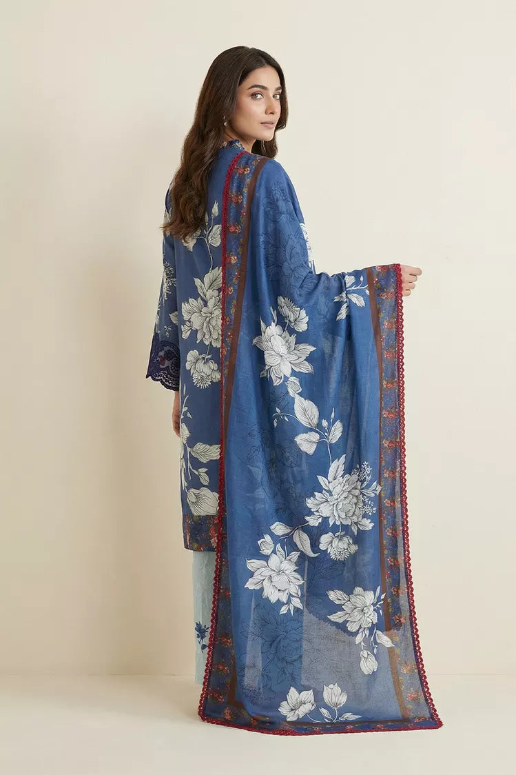 Picture of Peelu - 3 Piece - Stitched Lawn Suit Blue Noir - Available at Raja Sahib