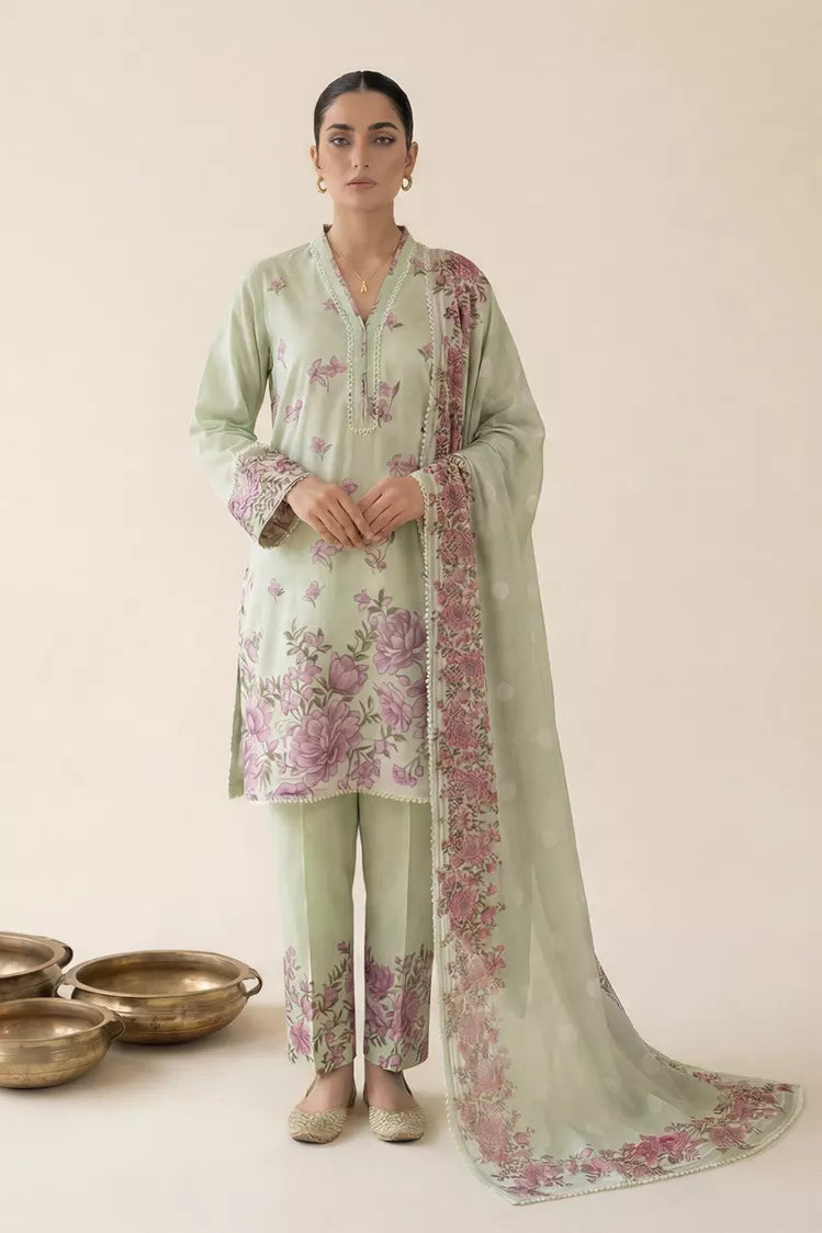 Picture of Peelu - 3 Piece - Stitched Lawn Suit Mint Blossom - Available at Raja Sahib