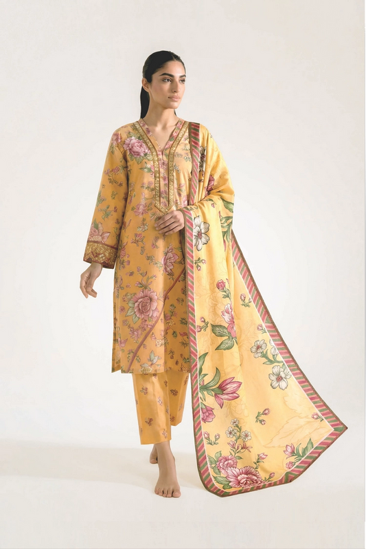 Picture of Peelu - 3 Piece - Stitched Lawn Suit Autumn Rose - Available at Raja Sahib