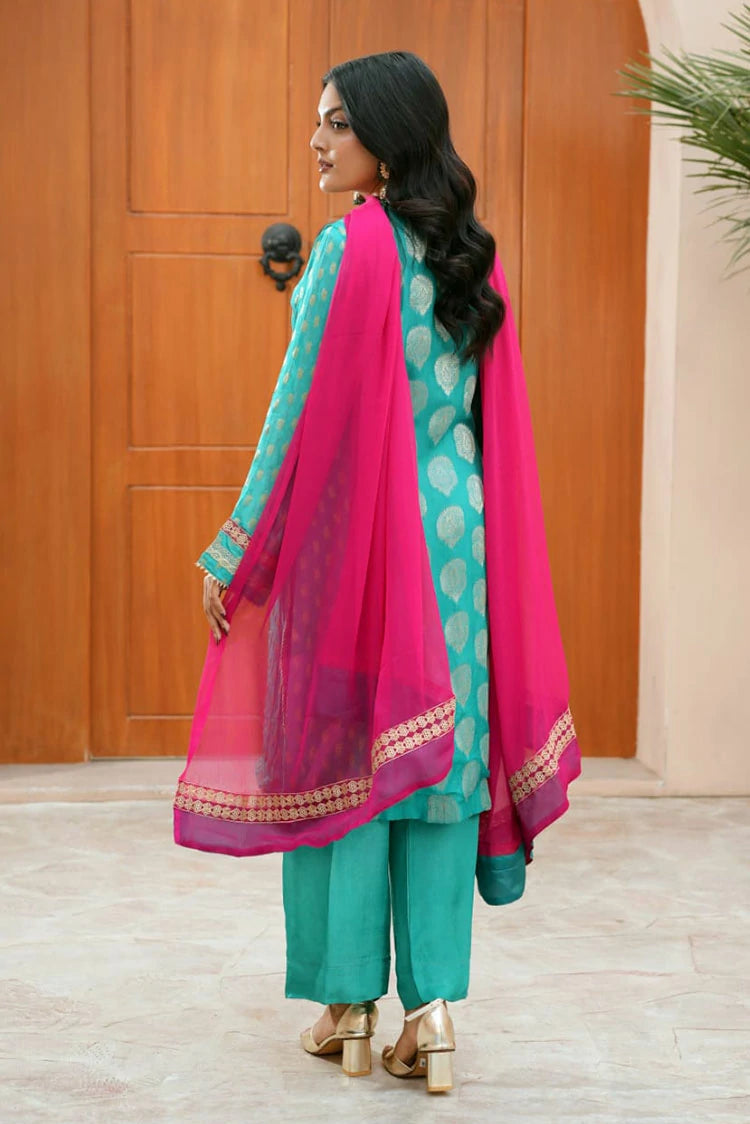 Picture of Abar - Farah Jawahir Collection - 3 Piece - Emerald Green - Available at Raja Sahib