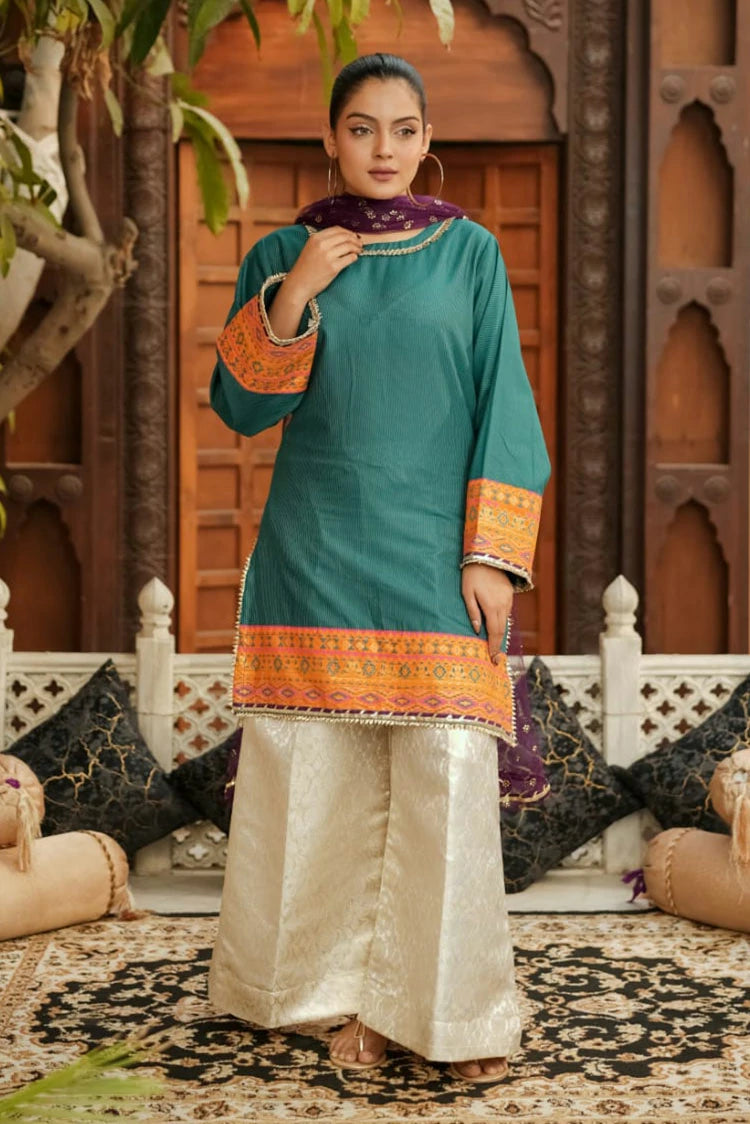 Picture of Abar - Farah Jawahir Collection - 3 Piece - Jade Sea Green - Available at Raja Sahib