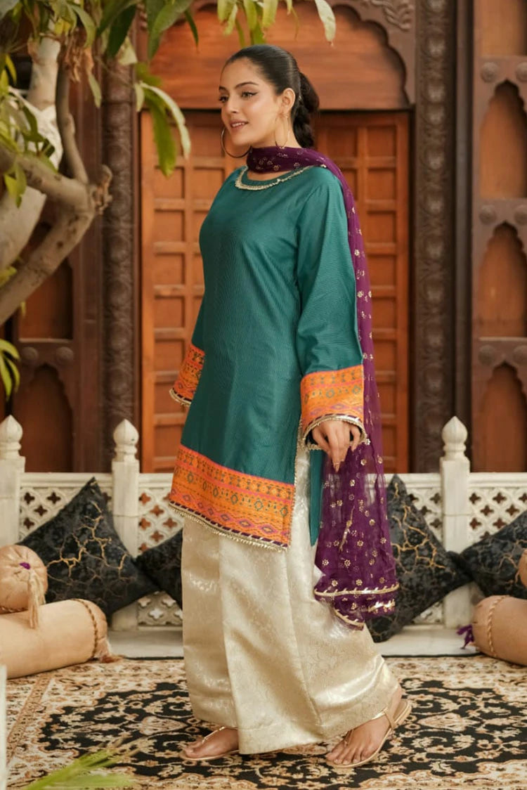 Picture of Abar - Farah Jawahir Collection - 3 Piece - Jade Sea Green - Available at Raja Sahib